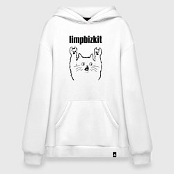 Толстовка-худи оверсайз Limp Bizkit - rock cat, цвет: белый