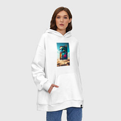 Толстовка-худи оверсайз Глаз - сюрреализм - нейросеть, цвет: белый — фото 2