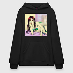 Толстовка-худи оверсайз Уютная спальня, цвет: черный