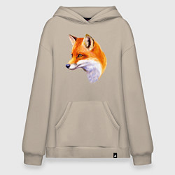 Толстовка-худи оверсайз Лисичка красавица, цвет: миндальный