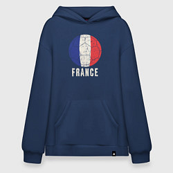 Толстовка-худи оверсайз Футбол Франции, цвет: тёмно-синий