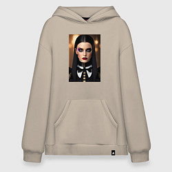 Толстовка-худи оверсайз Уэнсдей А, цвет: миндальный