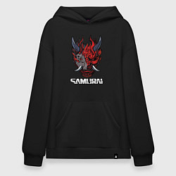 Толстовка-худи оверсайз Samurai logo, цвет: черный