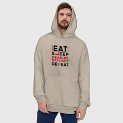 Толстовка-худи оверсайз Надпись: eat sleep Dead by Daylight repeat, цвет: миндальный — фото 2