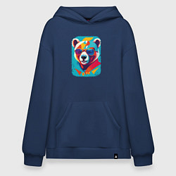 Толстовка-худи оверсайз Pop-Art Panda, цвет: тёмно-синий