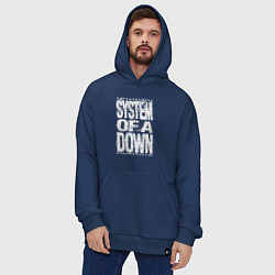 Толстовка-худи оверсайз System of a down - stencil, цвет: тёмно-синий — фото 2