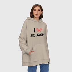 Толстовка-худи оверсайз I Love Squash, цвет: миндальный — фото 2