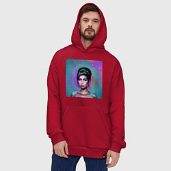 Толстовка-худи оверсайз Amy Winehouse Great Glitch Art, цвет: красный — фото 2