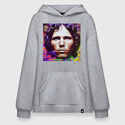 Толстовка-худи оверсайз Jim Morrison Glitch 25 Digital Art, цвет: меланж