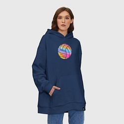 Толстовка-худи оверсайз Ball color, цвет: тёмно-синий — фото 2