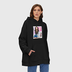 Толстовка-худи оверсайз Blackpink Jisoo, цвет: черный — фото 2