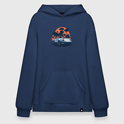 Худи оверсайз Порше, пальмы и закат