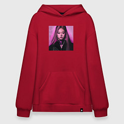 Толстовка-худи оверсайз Blackpink Jennie аниме рисунок, цвет: красный