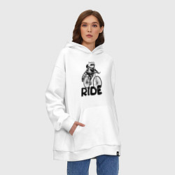 Толстовка-худи оверсайз Raccoon ride, цвет: белый — фото 2