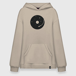 Толстовка-худи оверсайз Космический винил, цвет: миндальный