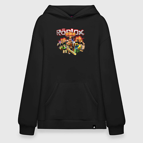 Худи оверсайз Роблокс на фоне взрыва roblox / Черный – фото 1