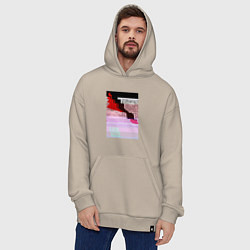 Толстовка-худи оверсайз Abstract glitch, цвет: миндальный — фото 2