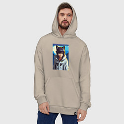 Толстовка-худи оверсайз Девочка-волчонок - аниме, цвет: миндальный — фото 2