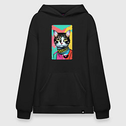 Худи оверсайз Pop art cat - neural network