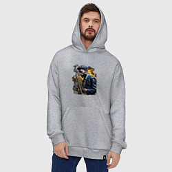 Толстовка-худи оверсайз Чернокожий саксофонист, цвет: меланж — фото 2