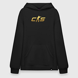 Толстовка-худи оверсайз CS 2 gold logo, цвет: черный