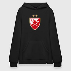 Толстовка-худи оверсайз Црвена звезда сербия, цвет: черный