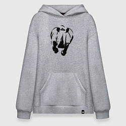 Толстовка-худи оверсайз Носорог атакует, цвет: меланж