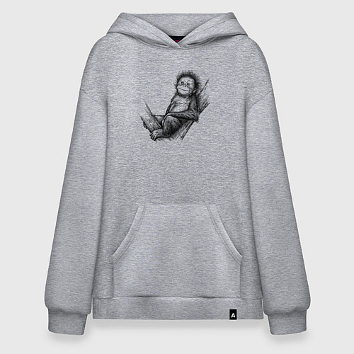 Худи оверсайз Гиббон малыш на дереве / Меланж – фото 1