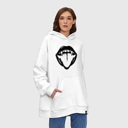 Толстовка-худи оверсайз Губы вампира, цвет: белый — фото 2