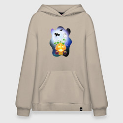 Толстовка-худи оверсайз Ночь на halloween, цвет: миндальный