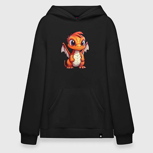 Худи оверсайз Милый маленький новогодний дракон 2024 / Черный – фото 1