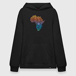 Толстовка-худи оверсайз Разноцветная зебра, цвет: черный