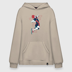 Толстовка-худи оверсайз Хината Шое - Волейбол, цвет: миндальный