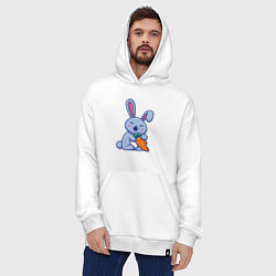 Толстовка-худи оверсайз Радостный кролик с морковкой, цвет: белый — фото 2