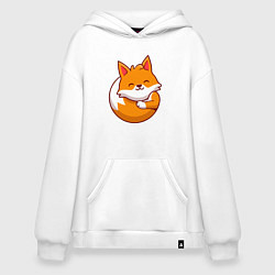 Толстовка-худи оверсайз Orange fox, цвет: белый