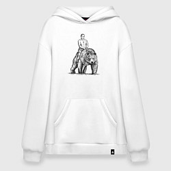 Толстовка-худи оверсайз Президент на медведе, цвет: белый