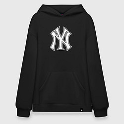 Толстовка-худи оверсайз New York yankees - baseball logo, цвет: черный