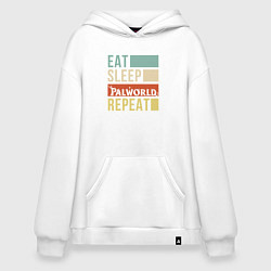 Толстовка-худи оверсайз Eat sleep Palworld rpeat, цвет: белый