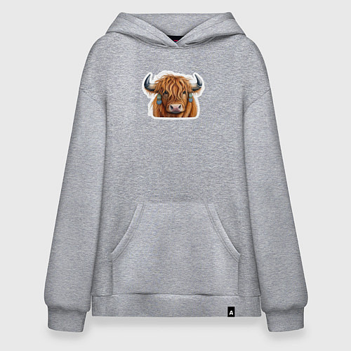 Худи оверсайз Шотландский волосатый бык / Меланж – фото 1