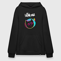 Толстовка-худи оверсайз Blink 182 rock star cat, цвет: черный