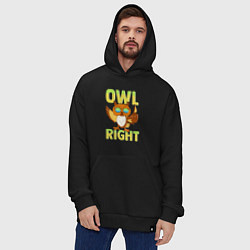 Толстовка-худи оверсайз Owl right - каламбур отлично, цвет: черный — фото 2