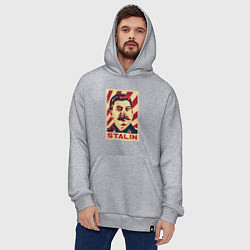 Толстовка-худи оверсайз Stalin face, цвет: меланж — фото 2
