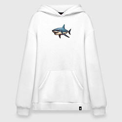 Толстовка-худи оверсайз Злая большая белая акула, цвет: белый