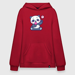 Толстовка-худи оверсайз Ice cream panda, цвет: красный
