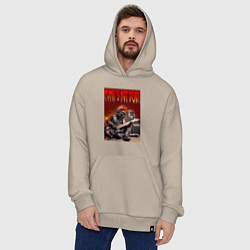 Толстовка-худи оверсайз Котяра гитарист - панк не умер, цвет: миндальный — фото 2