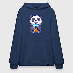 Толстовка-худи оверсайз Drinking panda, цвет: тёмно-синий