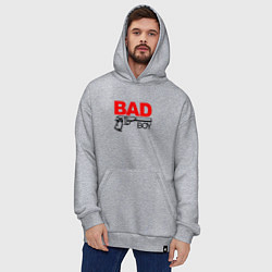 Толстовка-худи оверсайз Bad boy with gun, цвет: меланж — фото 2