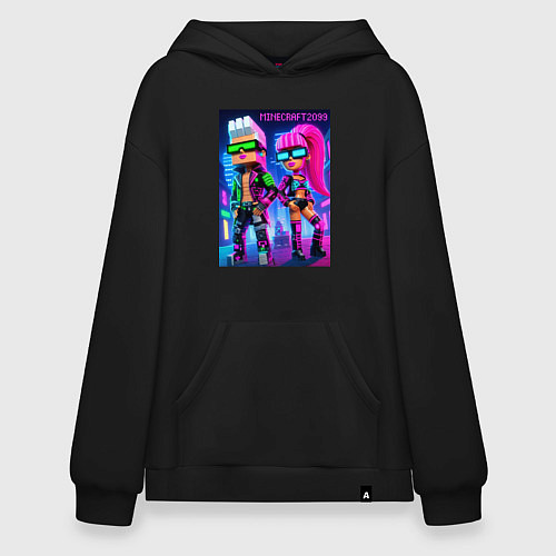 Худи оверсайз Barbie and Ken - Minecraft 2099 ai art collaborati / Черный – фото 1