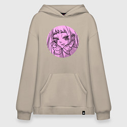 Толстовка-худи оверсайз Досанко гяру чудо как милы - Минами Фуюки, цвет: миндальный