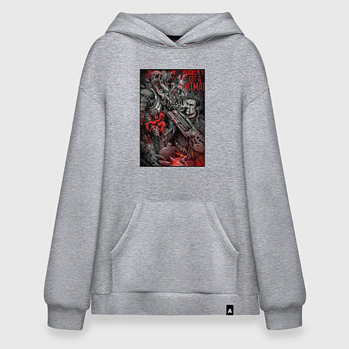 Худи оверсайз Painkiller and demon - comix style / Меланж – фото 1